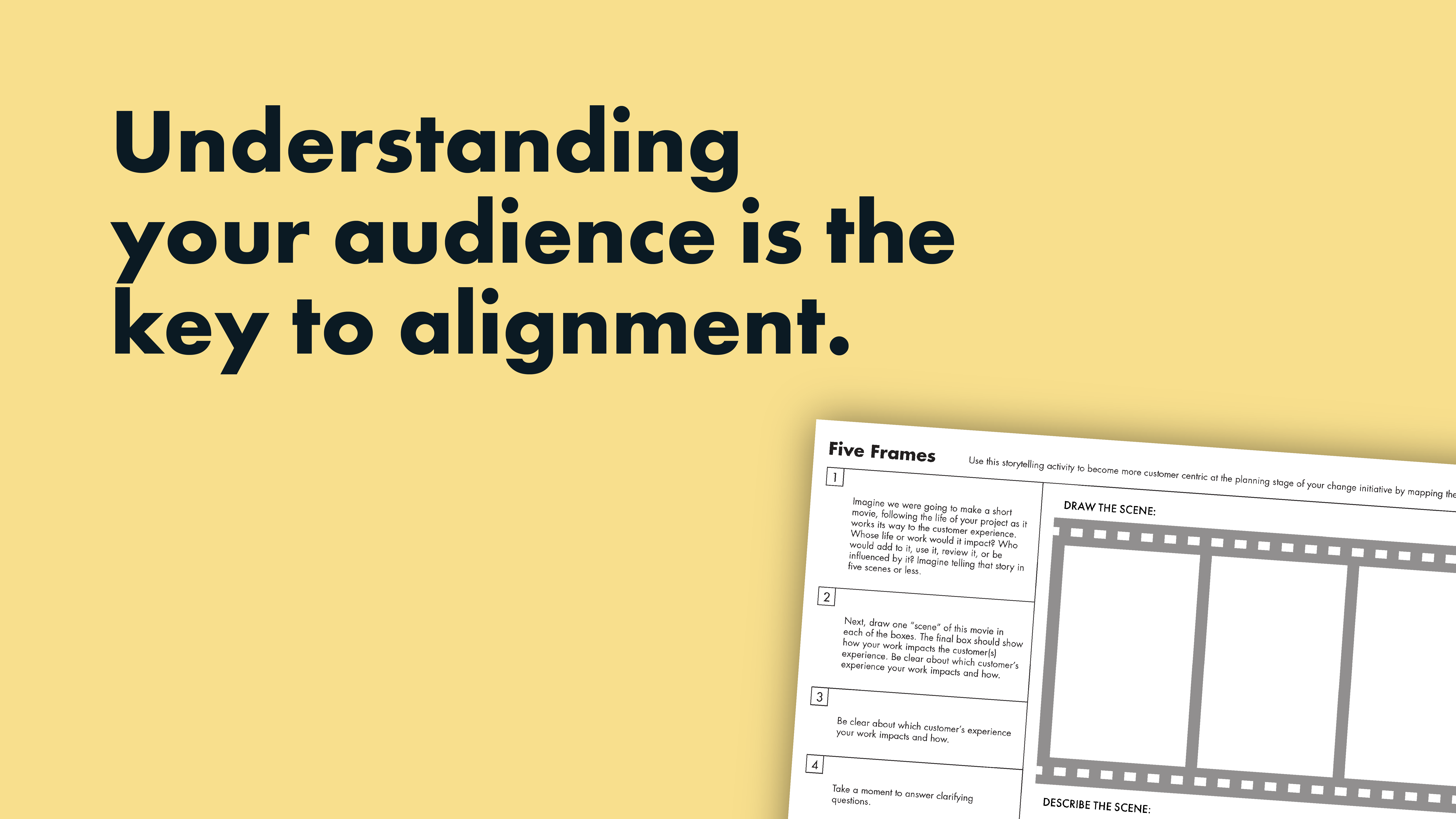 Text reading "Understanding your audience is the key to alignment." This is besides the worksheet available for download.