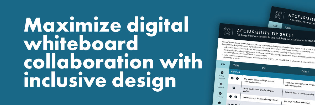 Text reading “Maximize digital whiteboard collaboration with inclusive design” This is to the left of the guide available for download.
