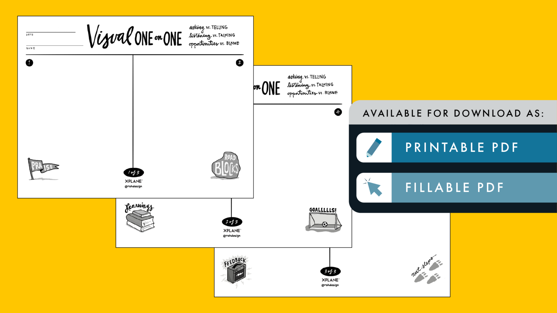 Visual 1-1s worksheet against a yellow background. Two tabs under the header "AVAILABLE FOR DOWNLOAD AS" indicate available file types available.