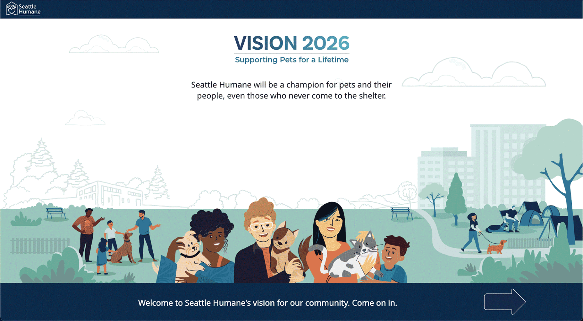 GIF navigating through Seattle Humane Society Vision 2026 website
