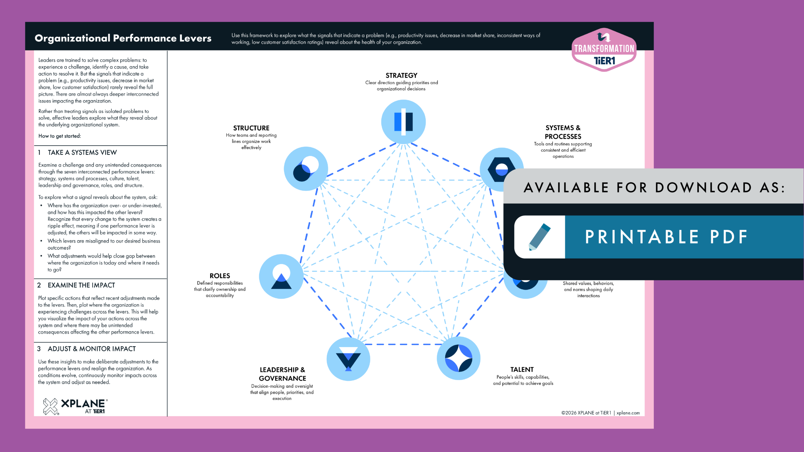 Visual of Transformation Worksheet: Organizational Performance Levers